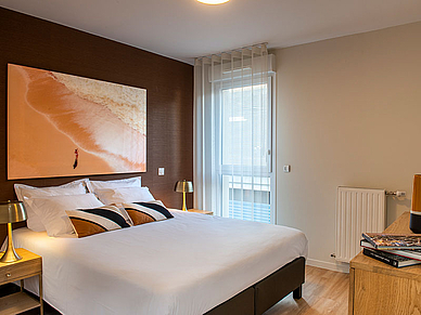 Komfortables Schlafzimmer der Premium-Residenz in Rouen für Teilnehmer einer Französisch Sprachreise