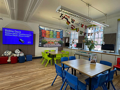 Aufenthaltsbereich mit TV in der Englisch Sprachschule London Camden