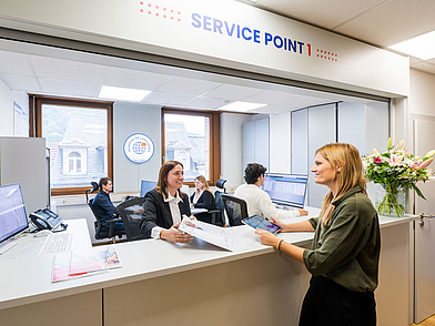 Empfangsbereich der Deutschschule Heidelberg als Anlaufstelle für Fragen zum Deutsch-Unterricht