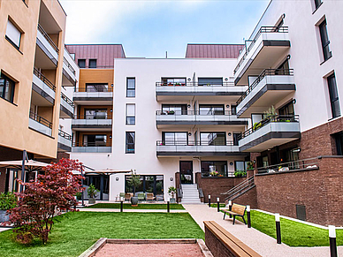 Moderne Premium-Residenz in Rouen mit Innenhof und Gartenanlage für Teilnehmer einer Französisch Sprachreise in Frankreich